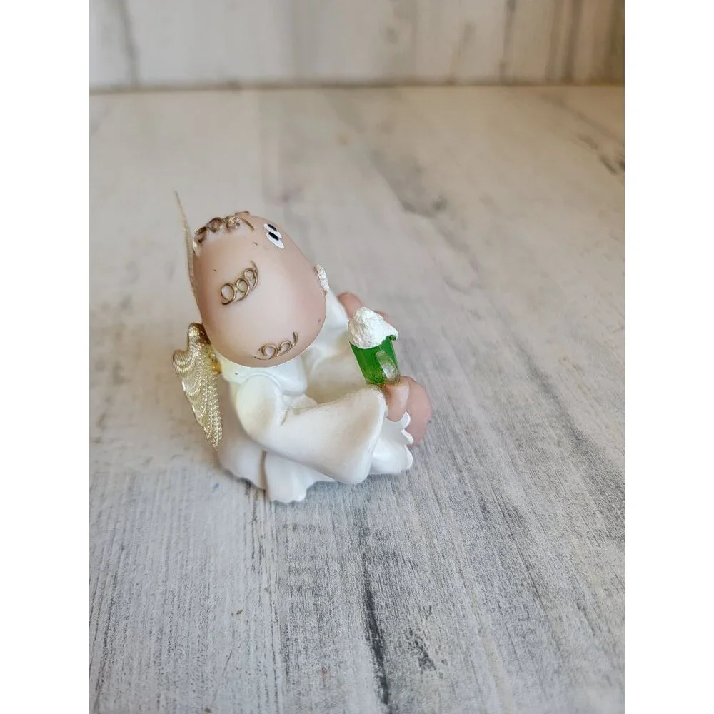 Vintage angel cheeks green beer mustache figure xmas‎